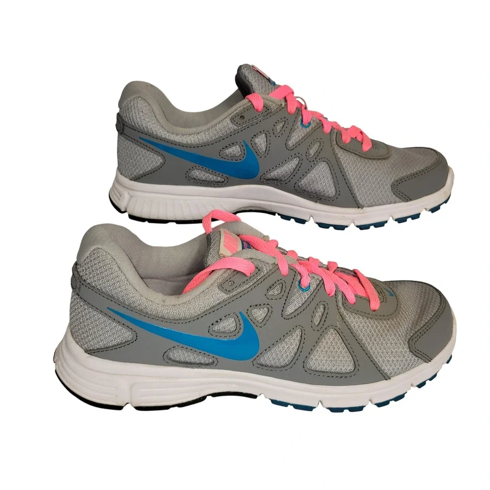 Nike Revolution 2 Running Shoes Womens Size 8 Gray Pink Blue Low Top Sneakers
